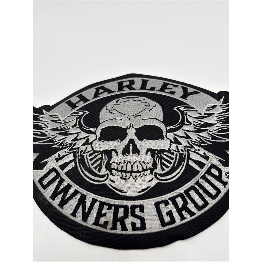 Large Winged Skull Silver Patch ~ Harley Davidson Owners Group H.O.G. - Picture 3 of 12